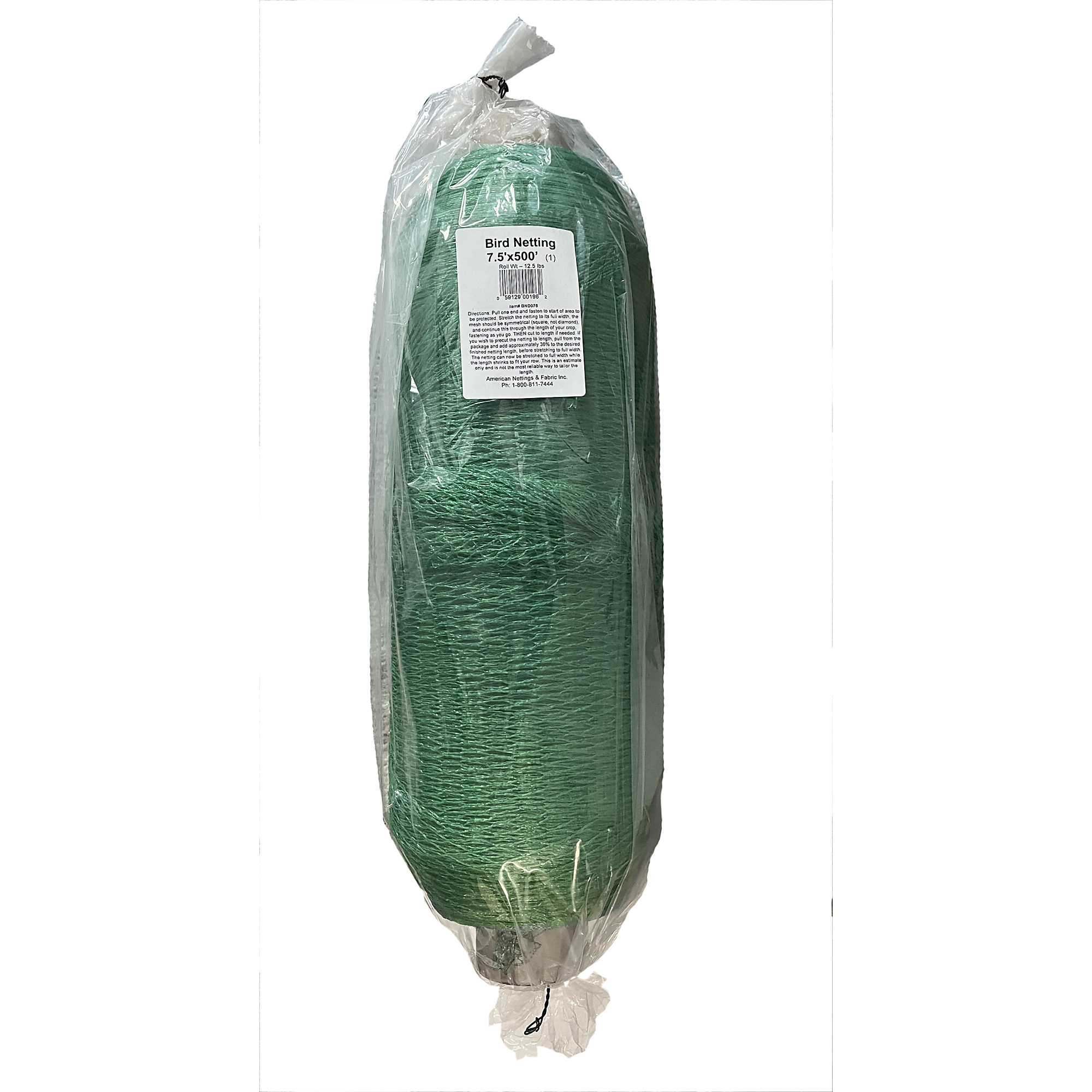 American Nettings & Fabric, Inc., Knitted Bird Netting 7.5ft.x500ft. (Green), Model# BND07